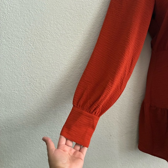 Lelis Deep Orange Long Sleeve Bishop Collar Dress M - Picture 5 of 13